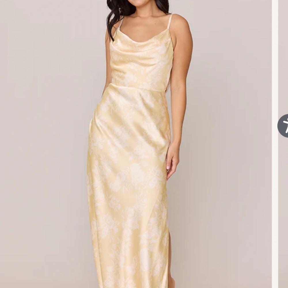Revelry Pale Yellow Bouqet Bridesmaid Dress